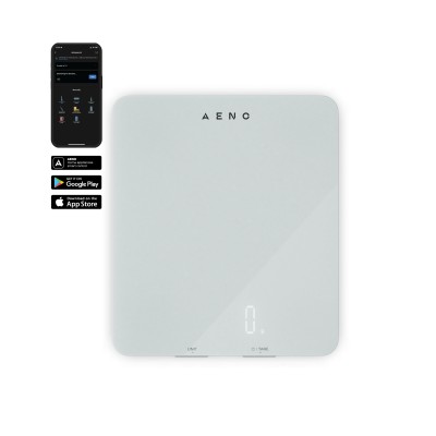 cântare de bucătărie inteligente, capacitate maximă de 8 kg, afișaj LED, conexiune Bluetooth, suprafață din sticlă temperată