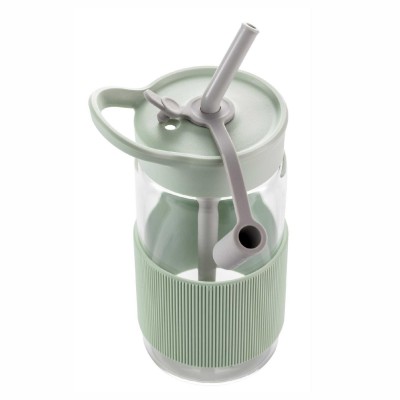 BUYDEEM sklenená fľaša so slamkou, 500 ml