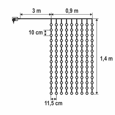 DOT LED svietiaci záves, 0,9 x 1,4 m, teplá biela