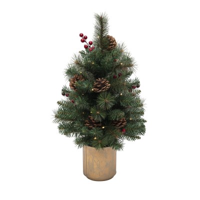 Brad artificial alimentat cu baterii, cu iluminare LED încorporată, înălțime 60 cm