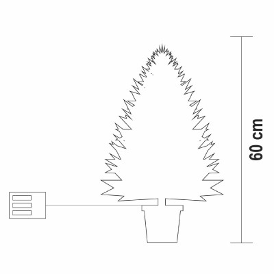 Brad artificial alimentat cu baterii, cu iluminare LED încorporată, înălțime 60 cm