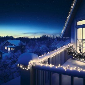 Ghirlande luminoase, 200 LED-uri, cablu alb, pentru exterior