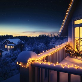 Ghirlande luminoase, 200 LED-uri, cablu alb, pentru exterior