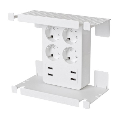 Home NV41USB tálcás USB-s elosztó, 4 földelt aljzat, 4 USB aljzat össz. 1,9A, elforgatható csatlakozódugó, max.3680W