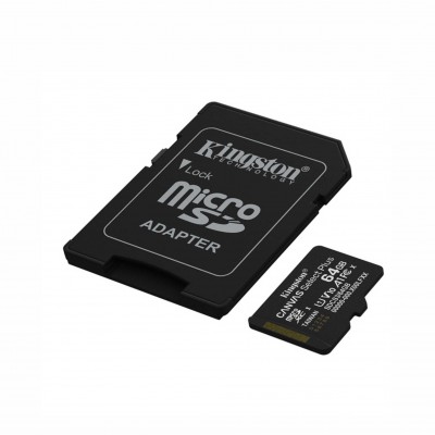 Card de memorie microSDXC Kingston, 64 GB, Canvas Select Plus Gen3 100R A1   Adaptor